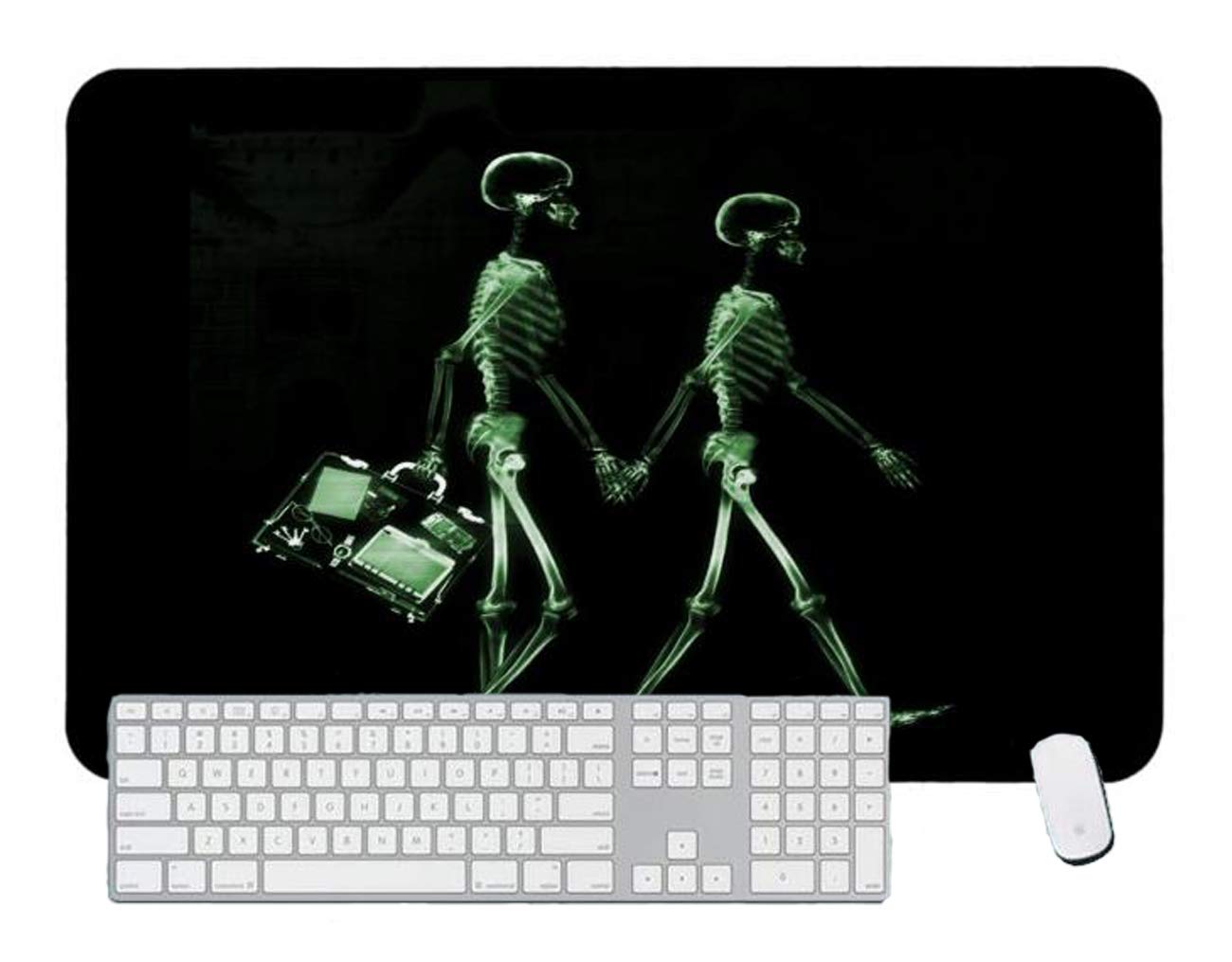 Gaming Mouse Pad X-Ray Skeleton Couple Travelling Black Green for Desktop and Laptop 1 Pack 1000x600x3mm/39.4x23.6x1.1 in