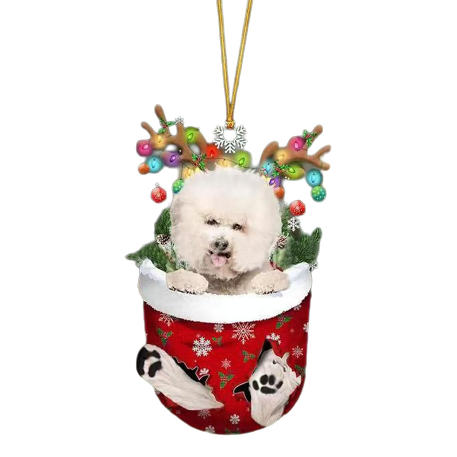 Lerpwige Festival Dog Hanging Charm Acrylic Pendant Christmas Decoration Hanging Ornament For Tree Adornment Dog Stocking Fillers