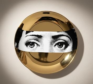 Surreal Eyes Decorative Wall Plate, 8 Inch Bone China with 24K Gold, Editorial Portrait Art, Luxury Home Decor, Golden Gaze