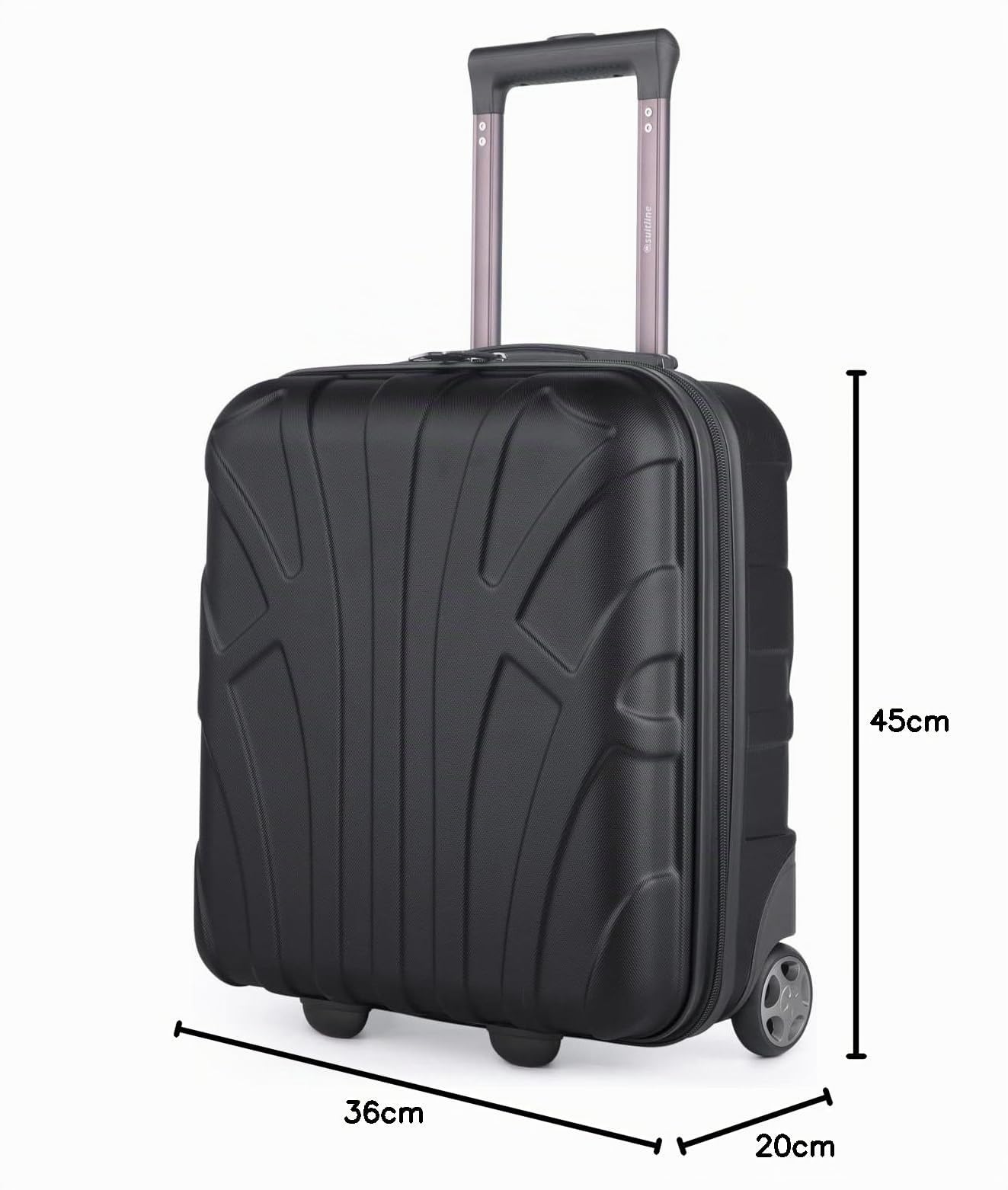 SUITLINE Trolley cabina underseat 45 x 36 x 20 cm ABS rigido 30 L con 2 ruote manico telescopico piccolo bagaglio a mano, nero
