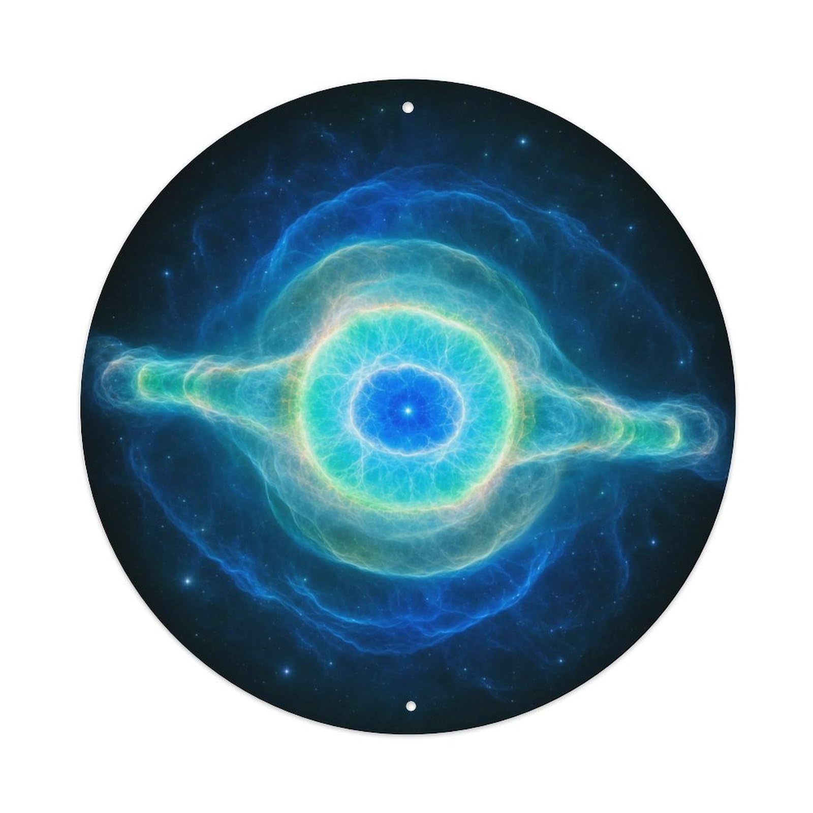 Astronomy Space Exploration NGC 7009 Saturn Nebula Metal Tin Sign Plaque Wall Decor for Cafe, Man Cave, Club Bar, Office, Home Garden Round Metal Poster 8x8Inch