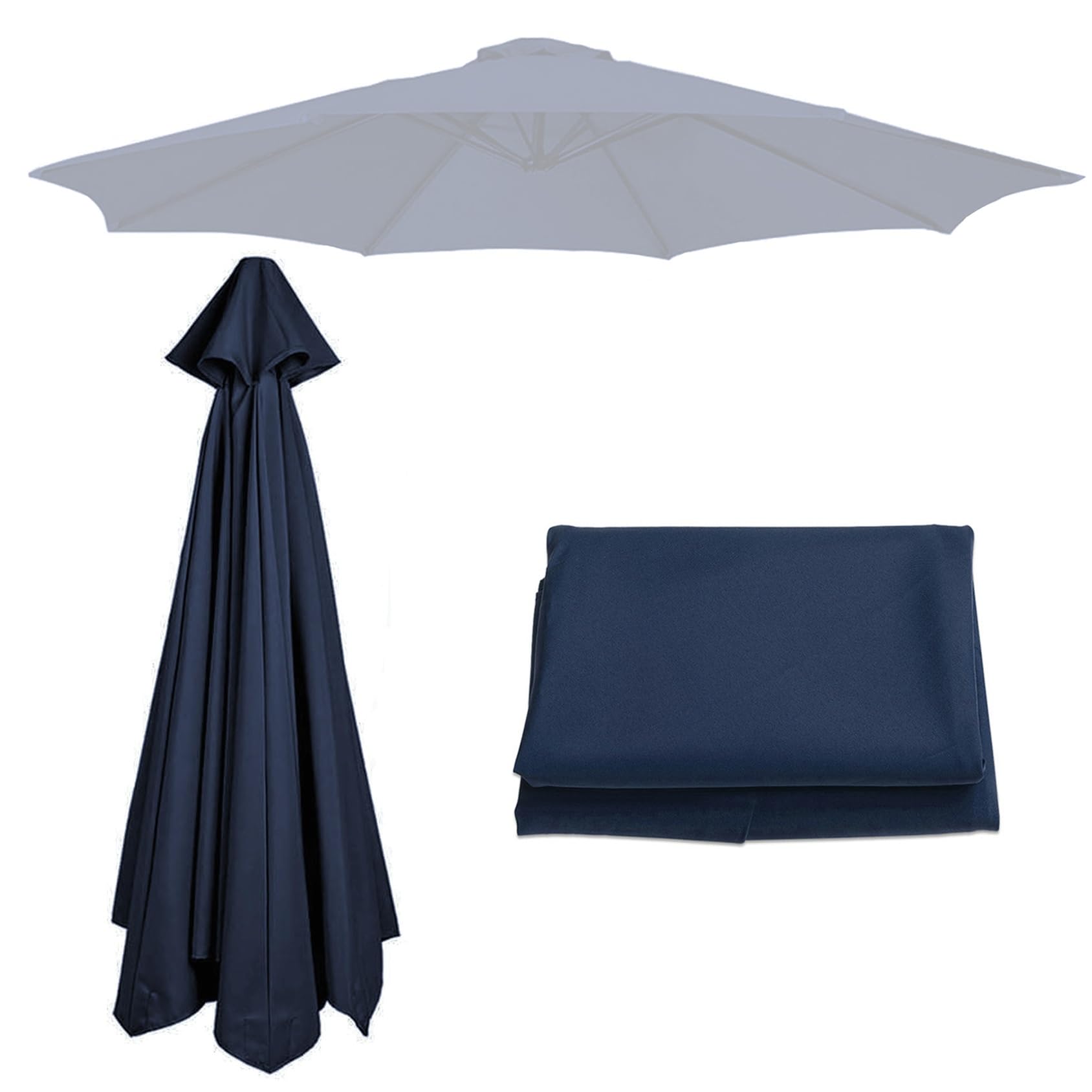 Patio Umbrella Replacement Canopy || 200cm-6 Arms 2.7m-6 Arms 2.7m-8 Arms 300cm-6 Arms 300cm-8 Arms || Parasol Replacement Cloth Canopy Cover For Backyard Pool Umbrella Cantilever Parasol(Color:Navy b — image 1