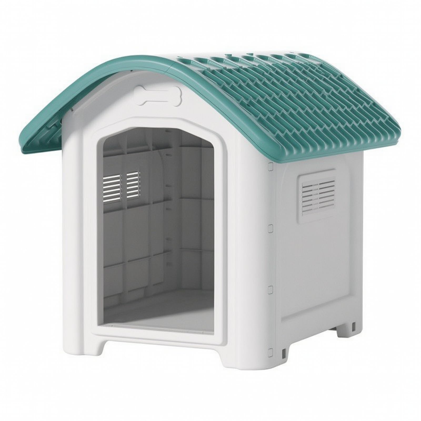 Cuccia da Esterno Ventilata Cuccia in Plastica con Ventilazione per Animali Domestici, Verde, Medio