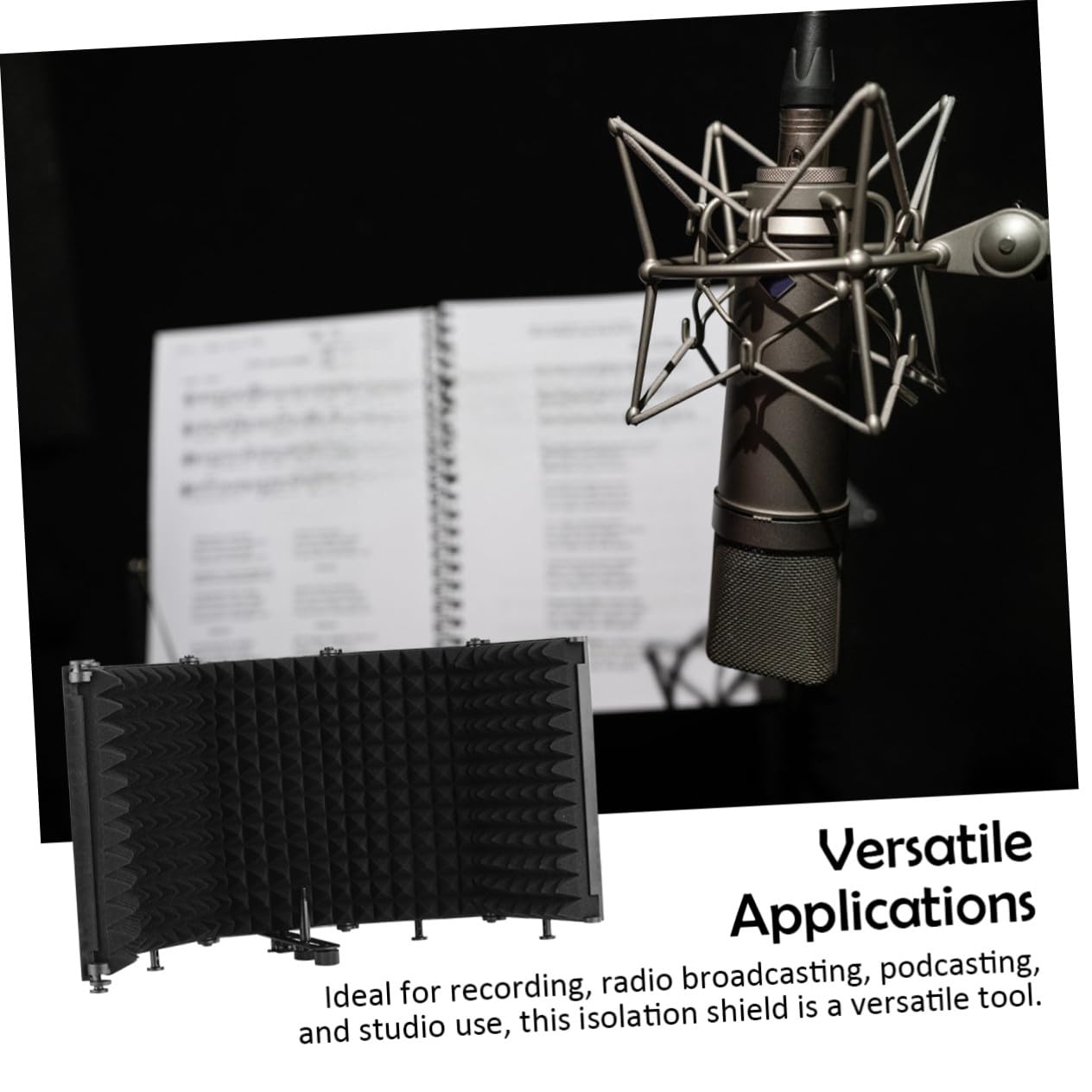 HOMSFOU Escudo Aislamiento Micrófono Plegable con Espuma Alta Densidad para Grabación Estudio Podcast Equipamiento Profesional con Instalación Escritorio y Soporte Absorción Sonido y