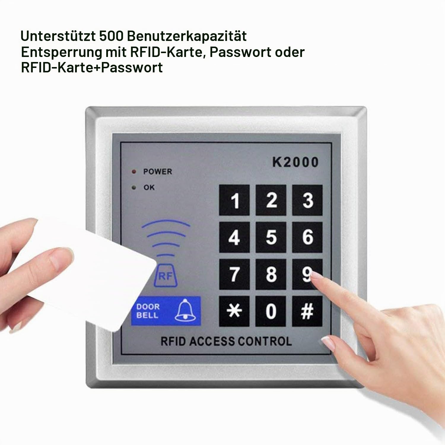 YAVIS Kompletter Satz RFID Tür Zugangskontrollsystem Kit elektrische Bolzen Verriegelung + 110-240V AC 12V DC 3A 36W Netzteil + Nähe Tür Eingang Numerisch Pfad 10 Tasten EXIT Schlüsselanhänger