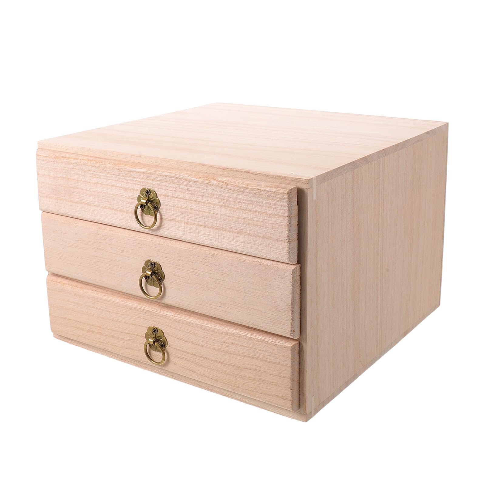Boîte à thé rangement bois massif avec tiroirs et poignée