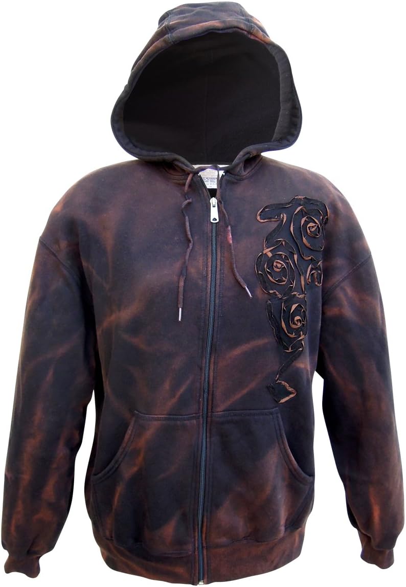Nature Art Womens Fleece Zip Up Tie Dye Hoodie Embellished Black Plus Size 1X
