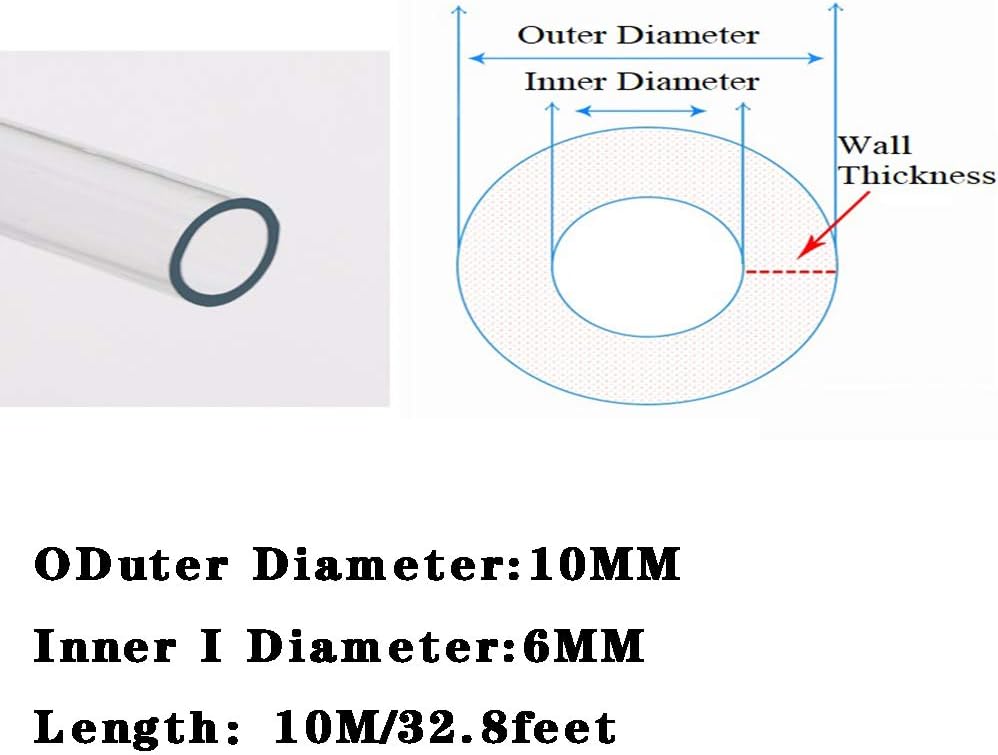 GOONSDS Silicone Tube Flexible Silicone Hose, Water Hose Pipe for Pump Transfer for Laser Engraving Machine,10mmx6mm Length 10m/32.8feet