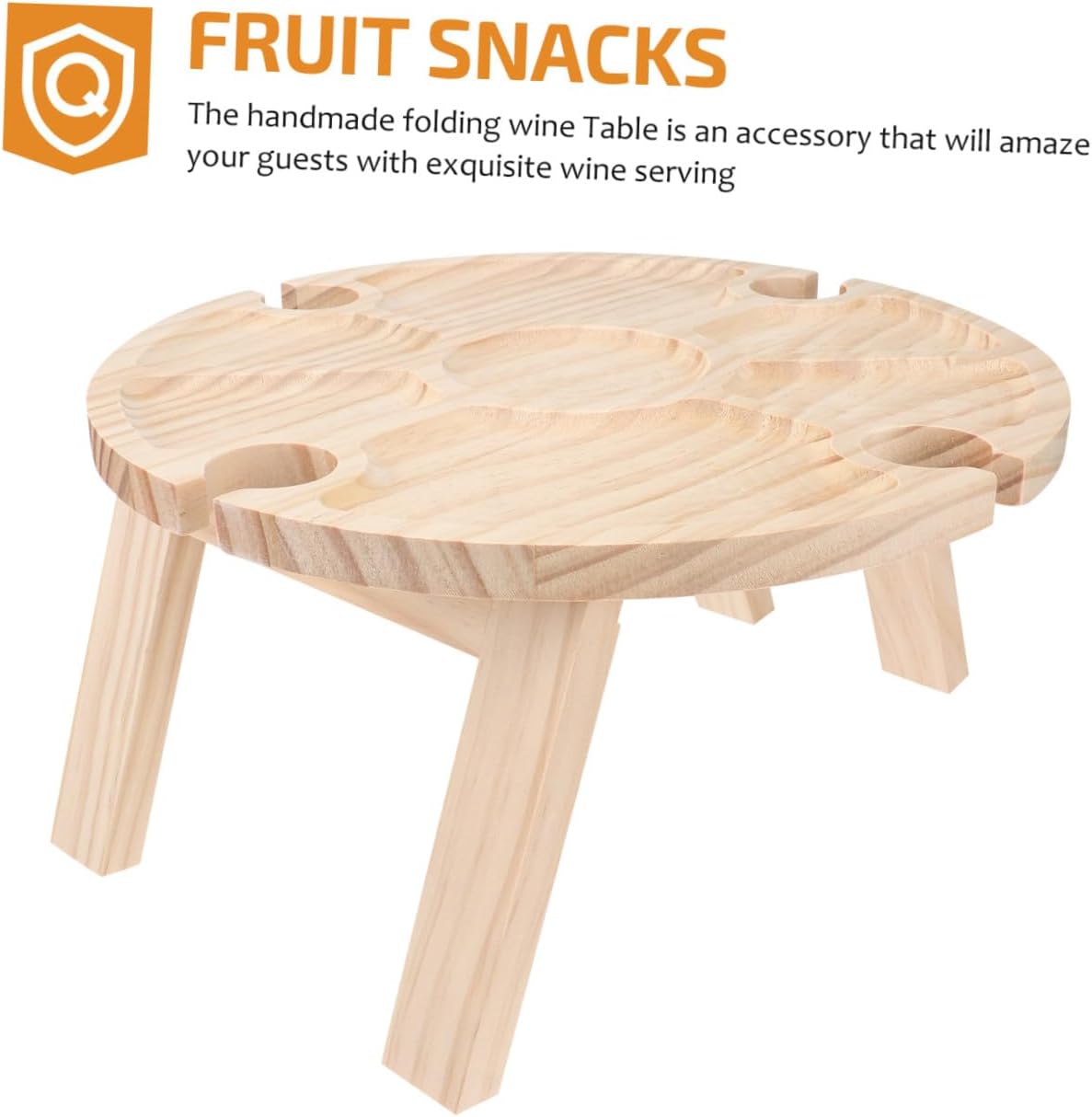 Foldable Wooden Picnic Table Outdoor Portable Wine Table Khaki Wood for Camping Dining and Backyard Use