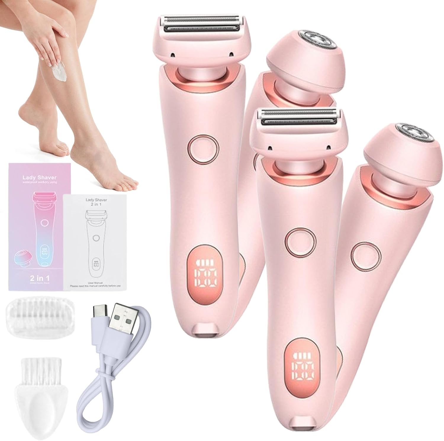 Vantique Shaver, Vantique Lady Shaver, Vantique Electric Shaver, Vantique Shaver for Women, Comfort 2 in 1 Electric Lady Shaver, IPX7 Waterproof for Wet & Dry Use (Blue)