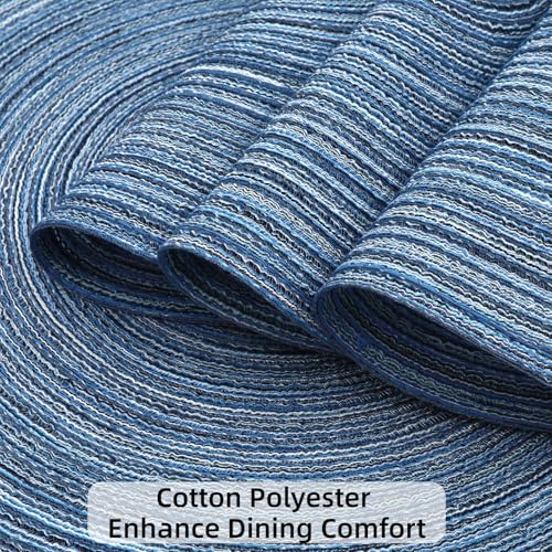 Image of SHACOS Round Braided Placemats Set of 12 Circle Place Mats Cotton Polyester Kitchen Table Mats for Dining Table Wedding Party Decor (Blue Gray, 12)