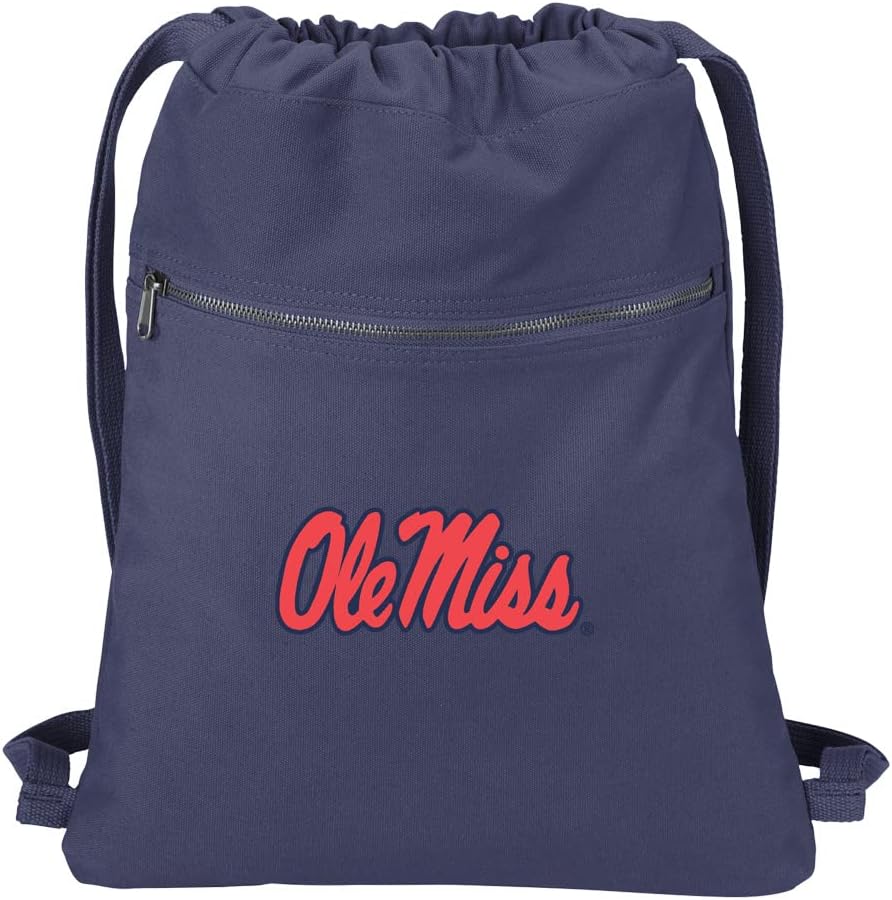Broad Bay Ole Miss Drawstring Backpack RICH CANVAS University of Mississippi Cinch Bag (Navy)