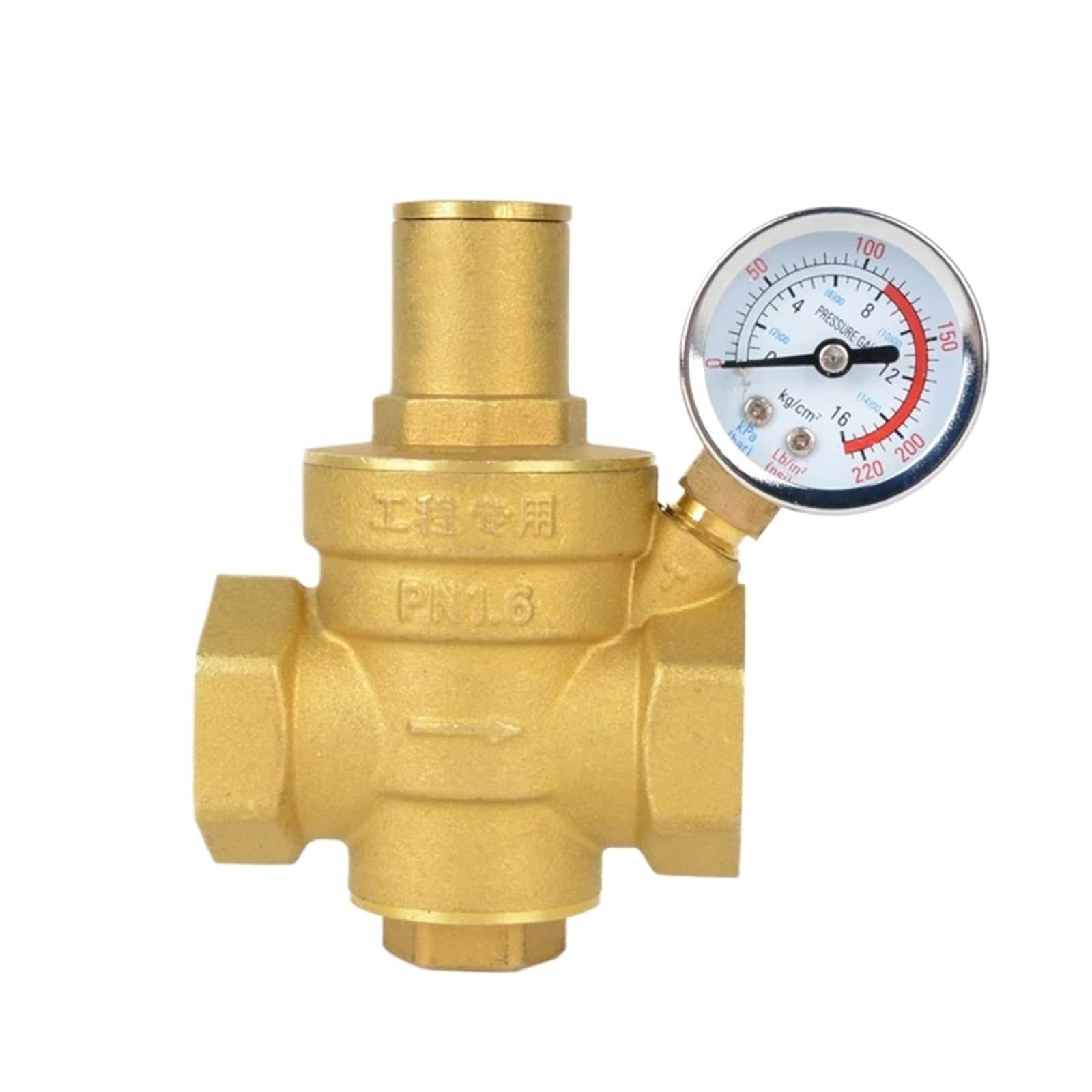 Vanne de réduction d'eau réglable DN15 1/2 manomètre laiton pour tuyauterie