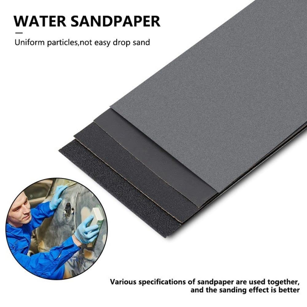 SHENGANG Set di carta vetrata Carta abrasiva a secco ad acqua 9x3,6 pollici Carta abrasiva abrasiva per lucidatura automobilistica di legno, metallo, 120