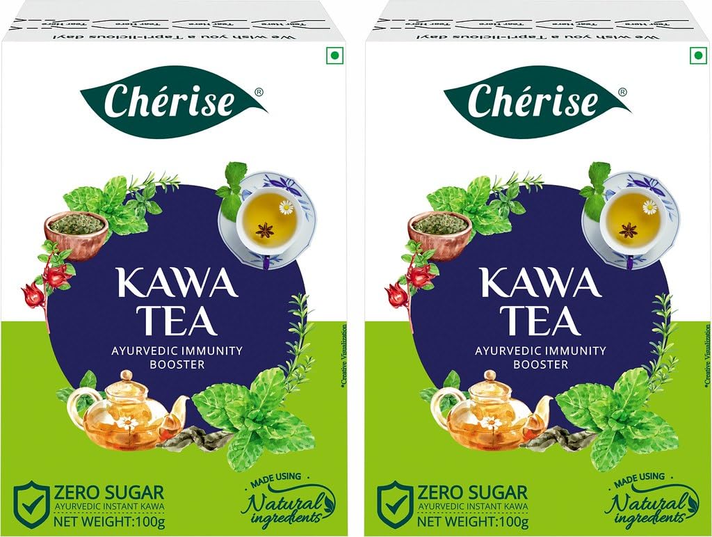 Cherise Kawa Tea - Detox Green Tea Drink, 10g x 20 Sachets - Ready to Drink Ayurvedic Instant Mix Pouch - Immunity Booster with Zero Sugar - Amla, Mulethi, Turmeric