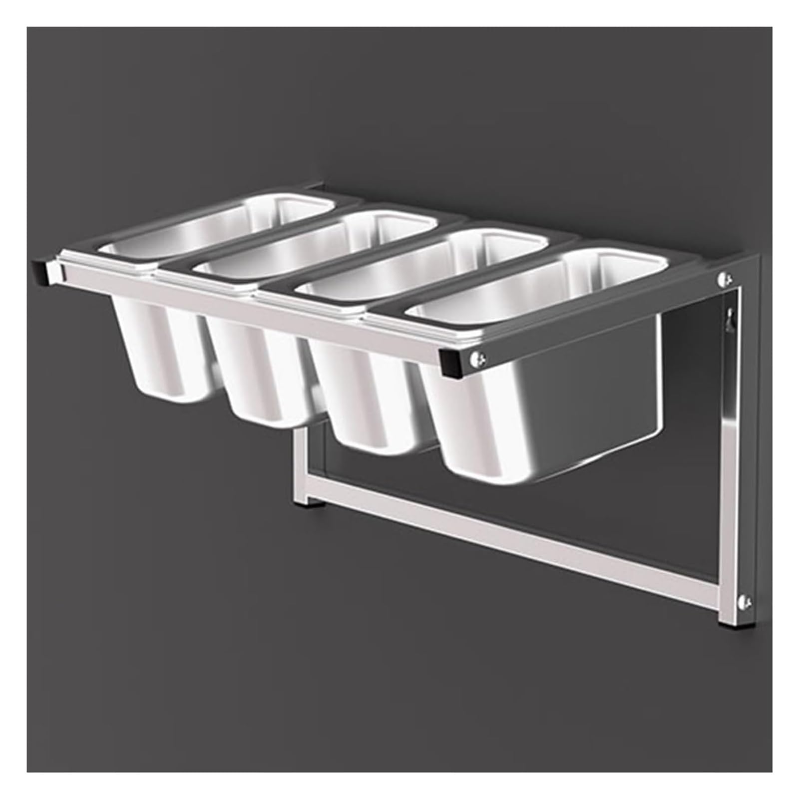 HADECOLL Pizza Topping Station Spice Tins Condiment Rack Wall-Mounted Kitchen Organizer Shelf For Seasoning Storage, 46X21X21Cm,Silver-46x21x21cm