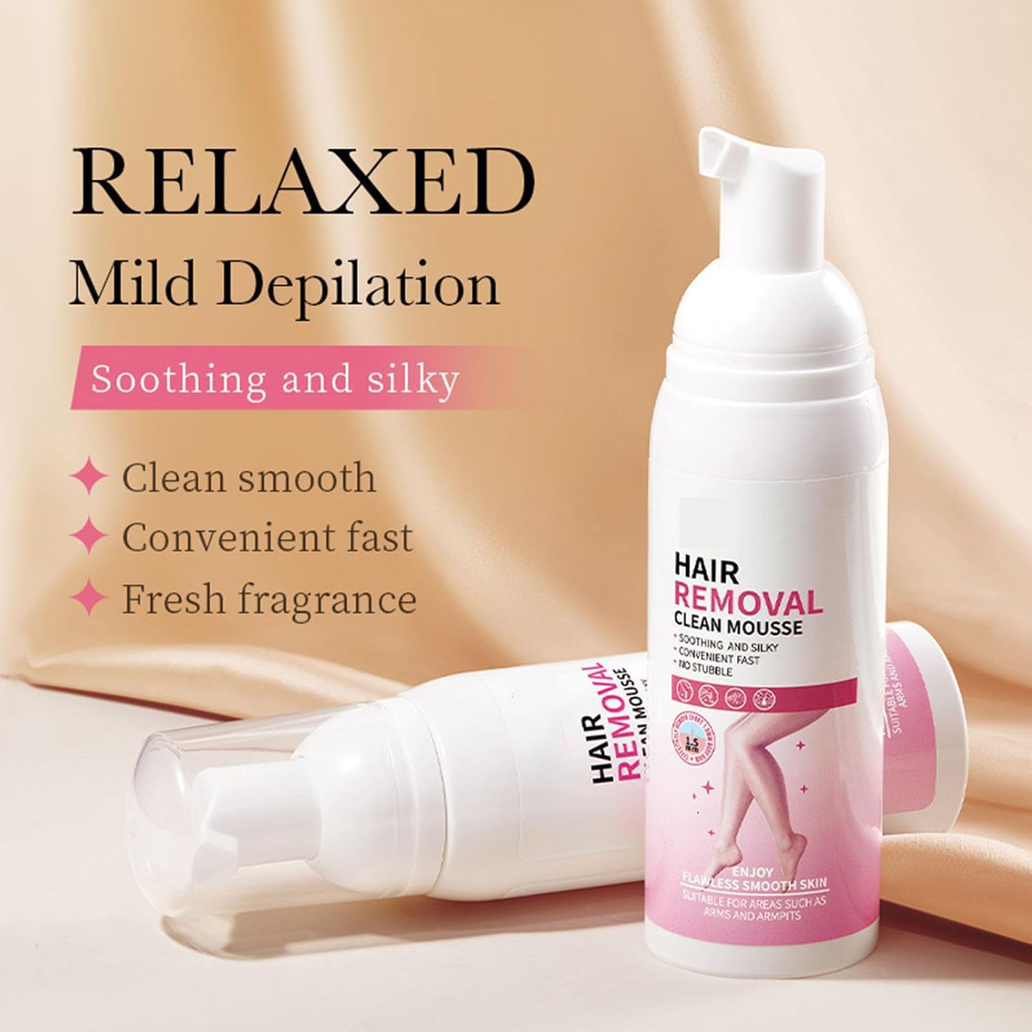 Mousse depilatoria lisciante e setosa, depilazione delicata e indolore per il corpo femminile, crema depilatoria per pelli sensibili, mousse depilatoria efficace, adatta per zone come braccia (5PCS)