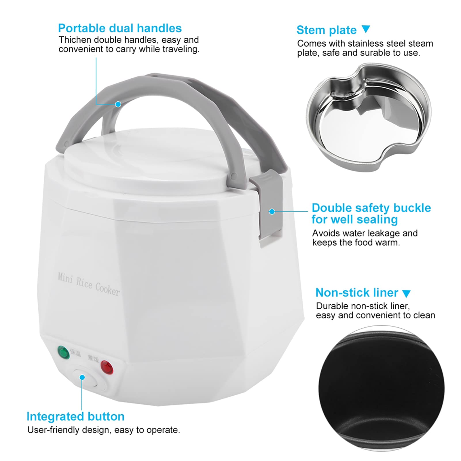 Olla Arrocera Eléctrica 24 V 140 W Eléctrica Portátil Multifuncional Arrocera/, Adecuada para Uso en Camiones, Hecha de Material PP Seguro e Inofensivo de Calidad Alimentaria, Ligero y
