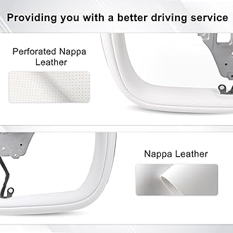 Model Y Juniper Yoke Steering Wheel 2026 2025, Nappa Leather Steering Wheel for Tesla Model Y Juniper 2026 Accessories With Heating Function No Front Trim (White Nappa, Matte Carbon Fiber)