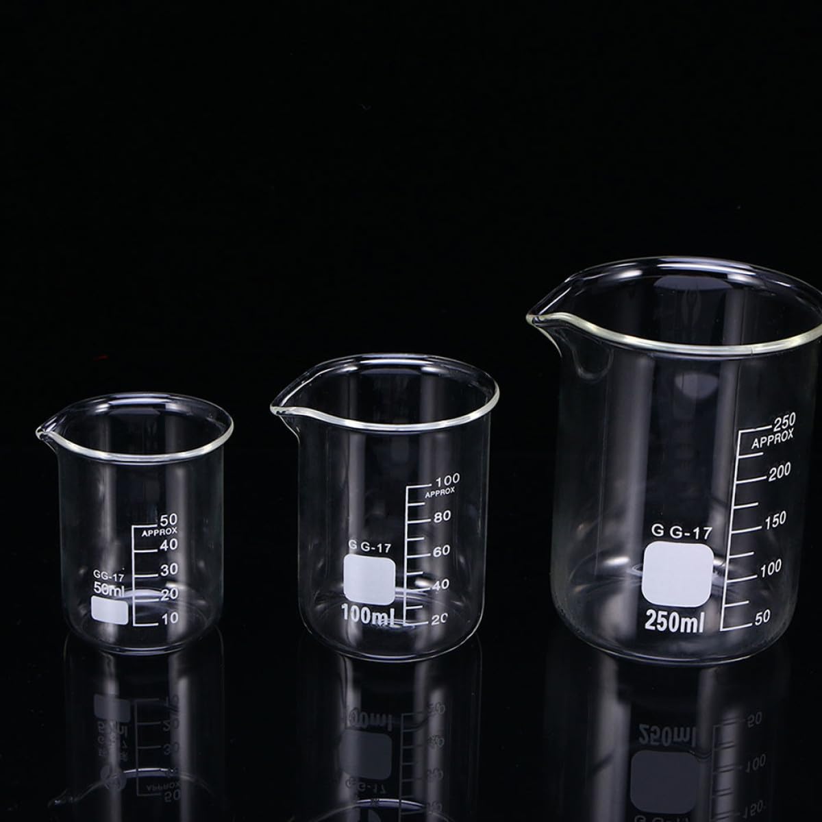 VANZACK Set di 10 Bicchieri di Vetro Graduati da 100ml per Laboratorio, Tazze di Misurazione Scala Chiara e Superficie Antiaderente, per Esperimenti Scientifici