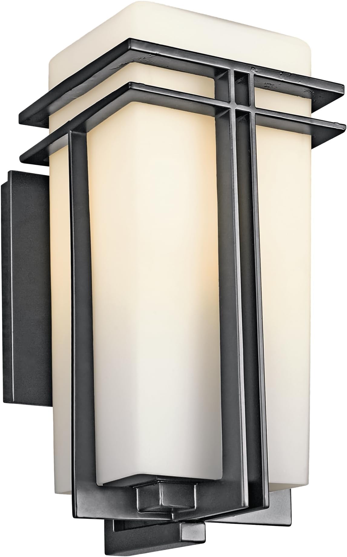 Kichler Lighting 49202BK Tremillo 17-1/2-Inch Light Outdoor Wall Lantern, Black with Satin-Etched Cased Opal Glass