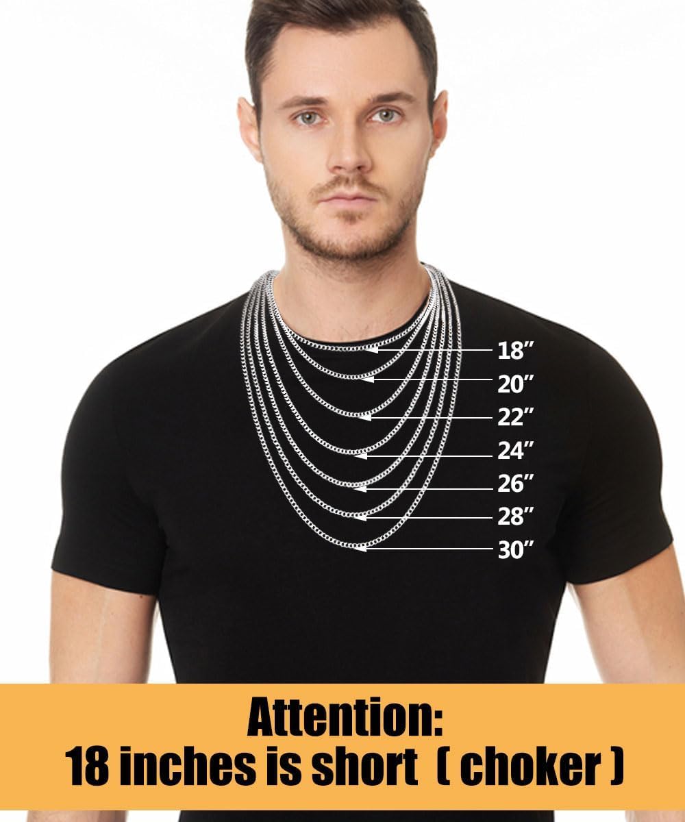 Silver Chain for Men Stainless Steel Men's Necklaces Chain Cool Diamond Cut Cuban Link Chain for Men Hip-Hop Jewelry 4mm/6mm 17/18/20/22/24/26 Inches