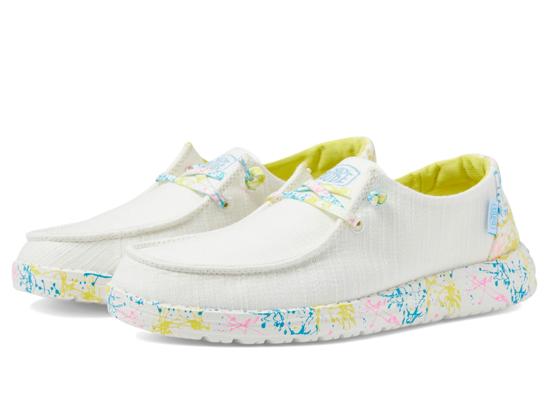 Hey DudeGirl's Wendy Youth Linen Grey Multiple | Girl’s Shoes | Girl’s Lace Up Loafers | Comfortable & Light-Weight