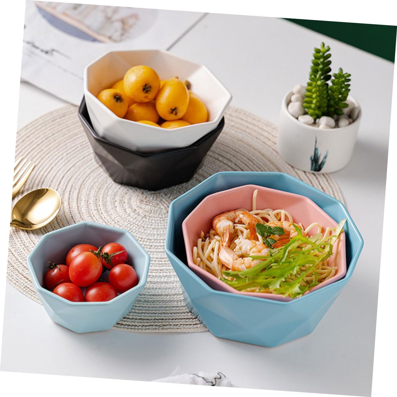 2pcs Small Ceramic Rice Bowls and Dessert Soup Bowls Irregular Shape Black and White Set Home Dining for Everyday Use