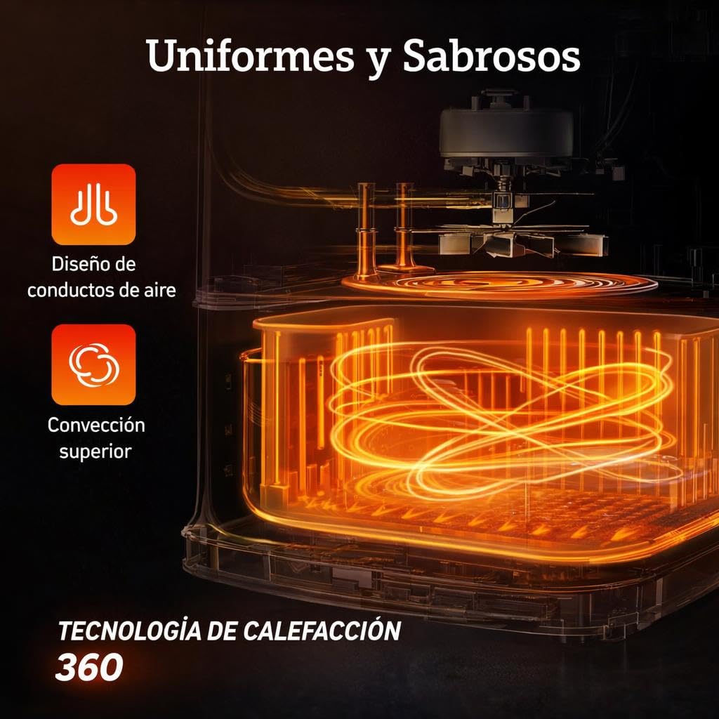 Freidora de Aire sin Aceite de 6 L, Air Fryer Caliente, 8 Programas, Pantalla Digital, Temperatura Ajustable 80-200°C, Temporizador 60 min, Fácil de Limpiar (6 L)