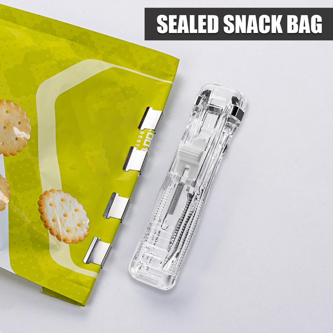 Pinzatrice A Clip Senza Graffette - Con 200 Clip Riutilizzabili - Per Carta E Sacchetti - Foto 4