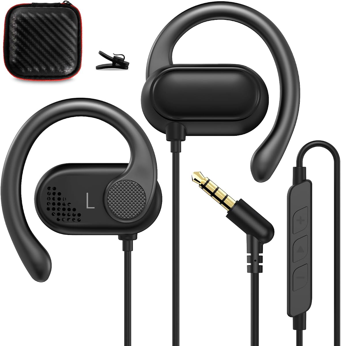 de oreja abierta con cable para PC portátil, auriculares de 3,5 mm con micrófono | Auriculares con cable para colocar encima de la oreja, deportivos, para entrenamiento, deporte, gimnasio, con gancho para la oreja para iPhone 5 6s Plus, Galay A25 A15 A14 A03s A23 A52
