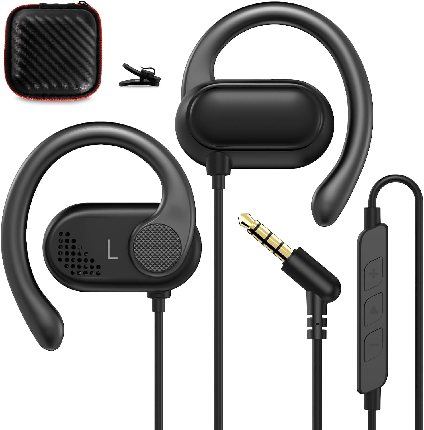 ASKUBSKU Open Ear Headphones Wired for Laptop PC, 3.5mm Earphones with Mic