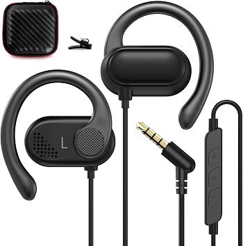 Open Ear Headphones Wired for Laptop PC, 3.5mm Earphones with Mic Over Ear Wired Earbuds with Ear Hook for iPhone 5 6s Plus for Galay A25 A15 A14 A03s A23 A52 for Android/Workout/Sport/Gym/Radio/MP3