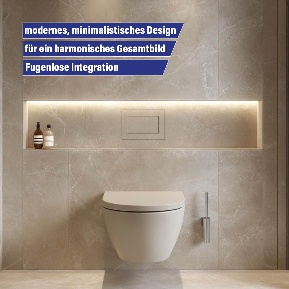 Karl Dahm Moderna placa de pulsador para inodoro con azulejos, placa de accionamiento, cisterna, botón de descarga – Se puede colocar en azulejos para un diseño elegante de inodoros Royal Flush