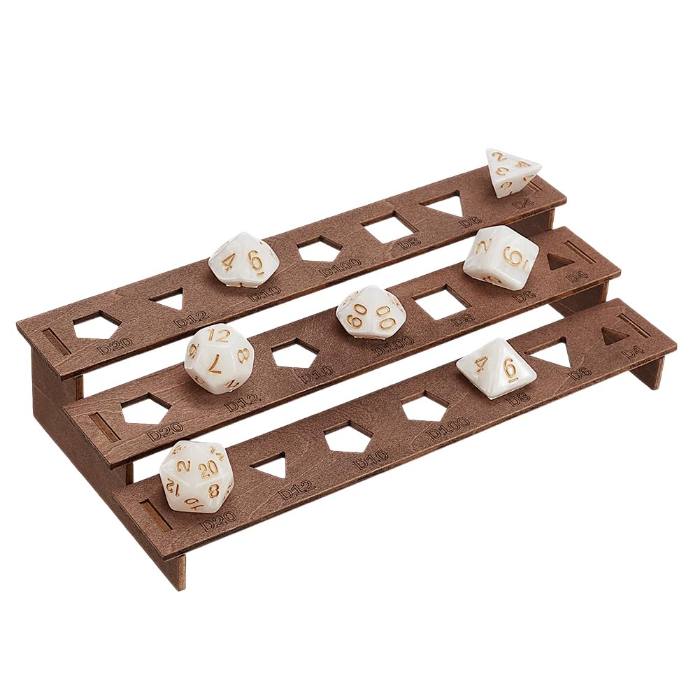 BENECREAT Wooden Dice Holder, 3 tier Dice Display Rack