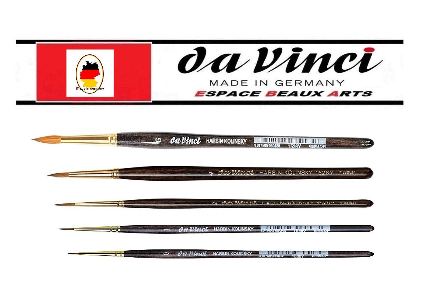 Da Vinci Série 1526Y Harbin-Kolinsky Künstlerpinselset-Pinsel 0,1, 2,4,6. made in germany