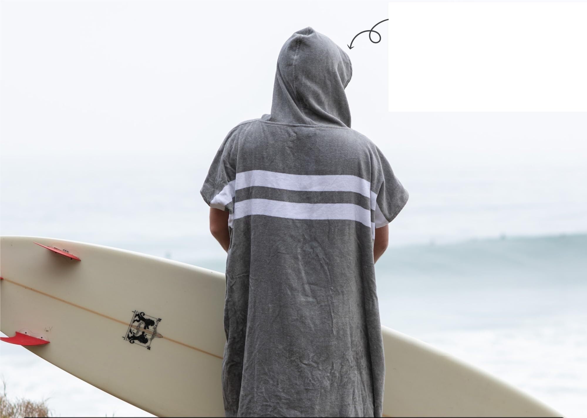 Accappatoio Poncho,Poncho Mare Poncho da Surf - Caldi e Morbidi - Facili da Indossare e da togliere Senza Che l'asciugamano CADA(Gray with White Stripes)