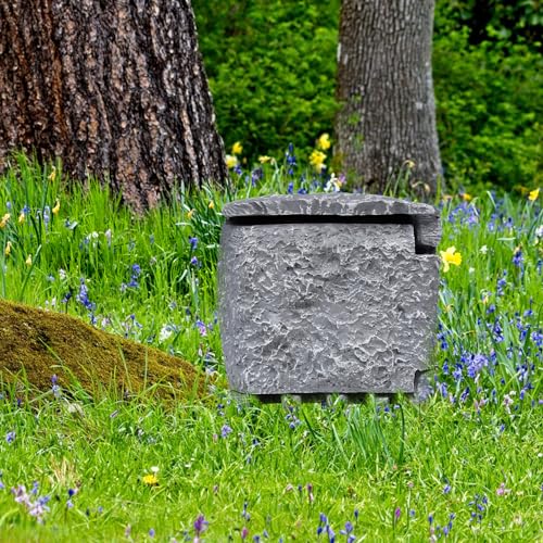 NAIZY Gartensteckdose Stein-Optik Aussensteckdose Wasserdicht IP44 Außensteckdose mit 4 Schutzkontakt Steckdose Außen inkl. 3 m Verlängerung Mehrfachsteckdose Garten Outdoor Steckdosen