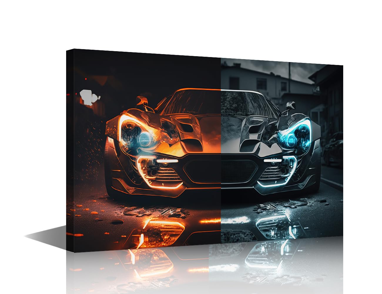 TISHIRON 1 Panel Auto Canvas Prints Concept Car Painting Pictures for Living Room Supercar Modern Canvas Wall Art Framed House Decoration for Bedroom Bathroom Office Ready to Hang - 36x24in