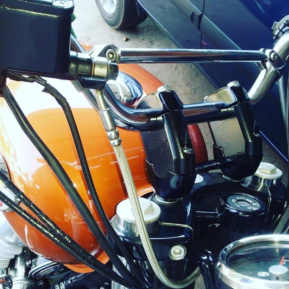 Image of RoadRash RE Interceptor 650 | Bear 650 | Handle bar Height Raiser 2 Inches Angled [Matte Black]