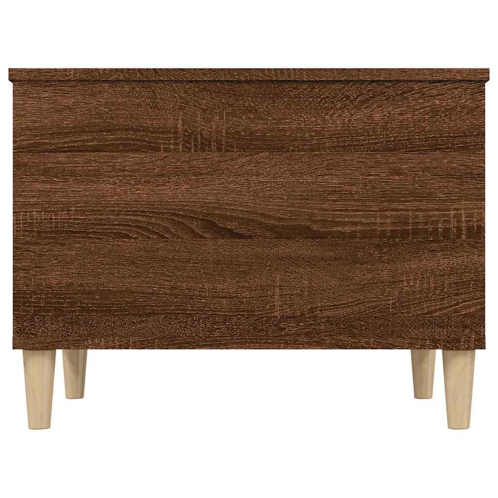 Stolik kawowy brązowy o wyglądzie dębu, 60 x 44,5 x 45 cm, materiał drewnopochodny, z regulacją wysokości, z miejscem do przechowywania, eleganckie meble do salonu, stolik pomocniczy, stolik