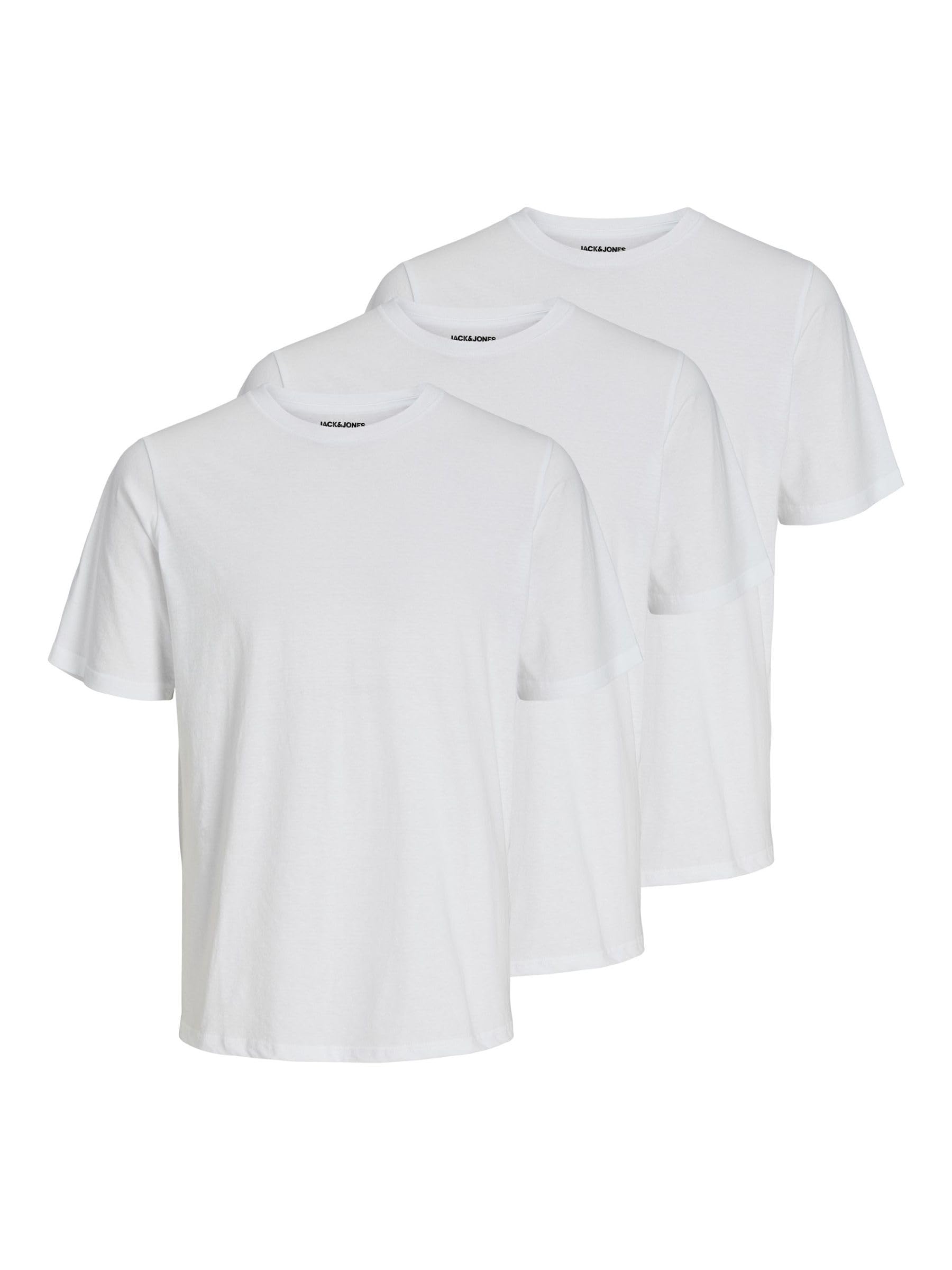 JACK & JONES Male T-Shirt 3 Pack, White, XL