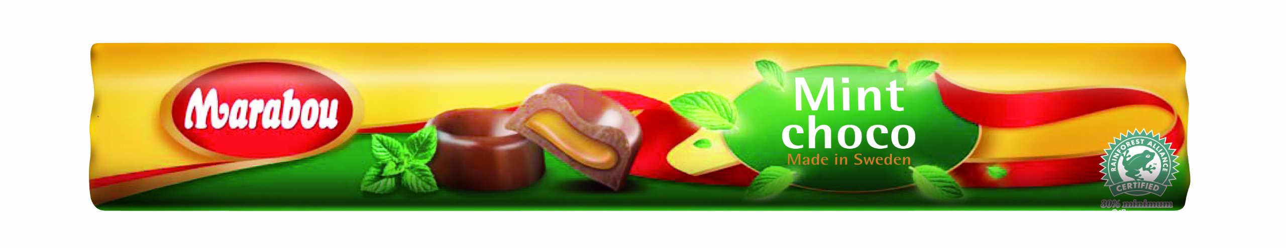 Marabou mint choco Schokoladenrolle 28 x 74 g – zartschmelzende Milchschokolade aus Schweden mit Minze – schwedische Süßigkeit in der handlichen Rolle – Minze