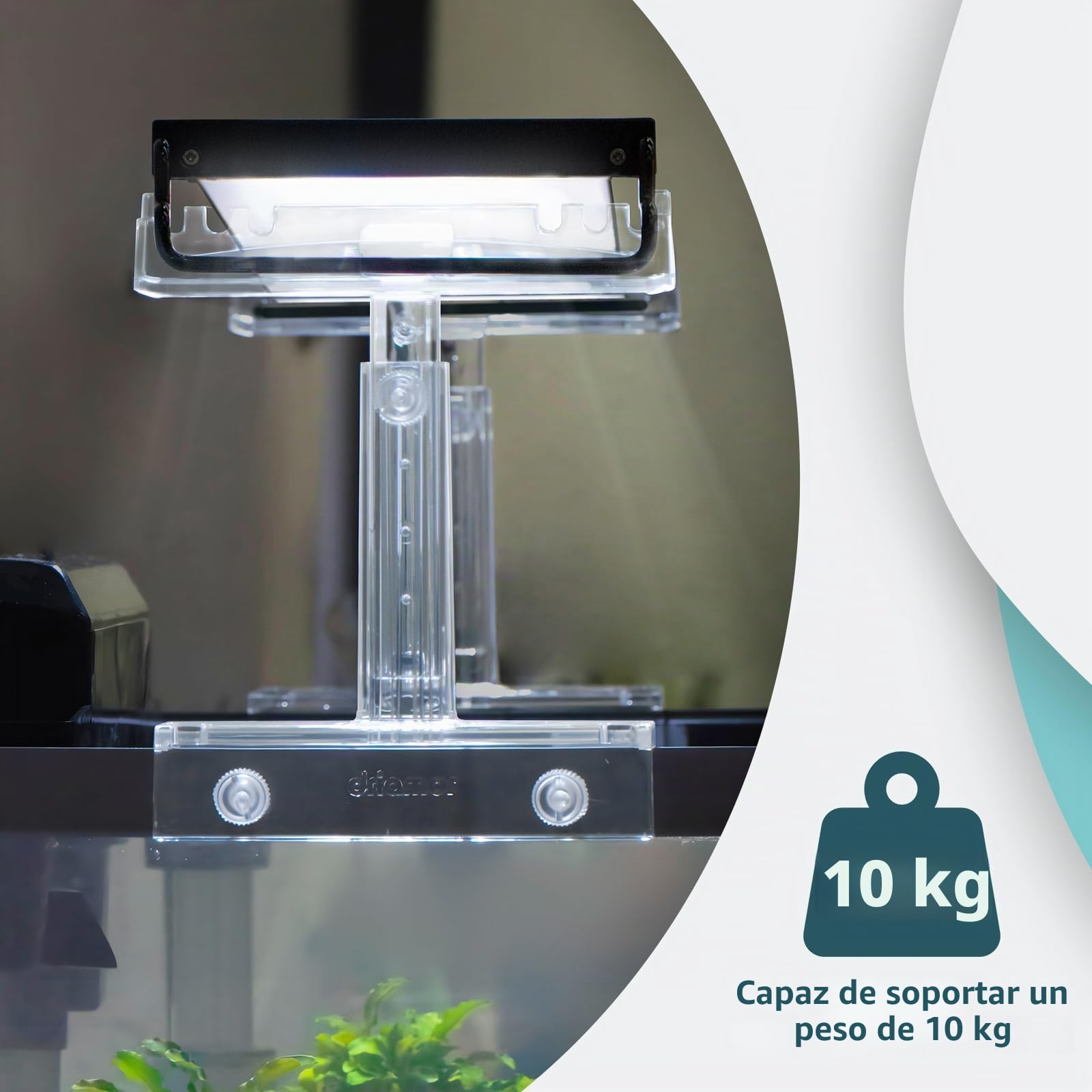 Driamor Soporte de luz acuático ajustable, acrílico transparente para pecera, elevador de luz LED, kit de 2 soportes transparentes para ancho de 2.34 a 4.7 pulgadas