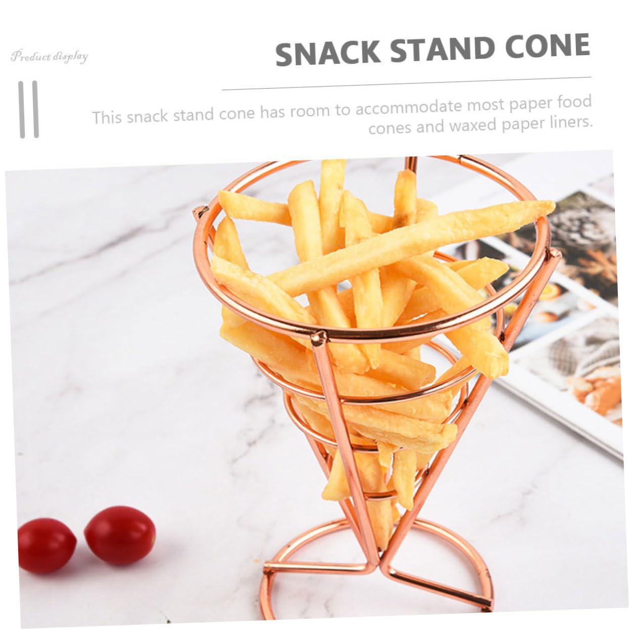 PRETYZOOM 3 Set Cono Porta Snack Casseruola con Coperchio Porta Patatine Fritte Porta Patatine Fritte Tazze Porta Antipasti Porta Salse in Acciaio Inox Dorato 3 Pezzi * 3