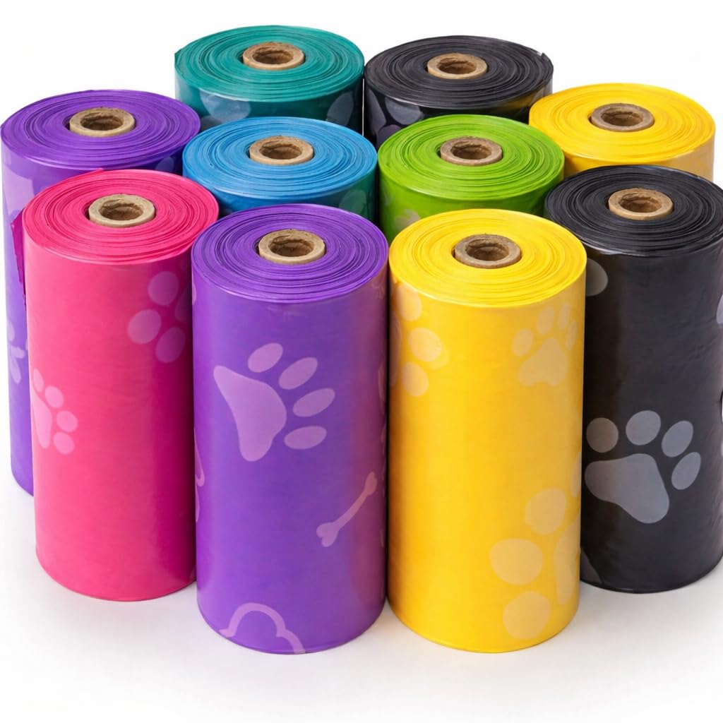 8 Roll Disposable Diaper Bags for Baby Travel | Odour Control Nappy Bags | Mini Garbage Bags for Diapers & Dog Waste (8 Roll)