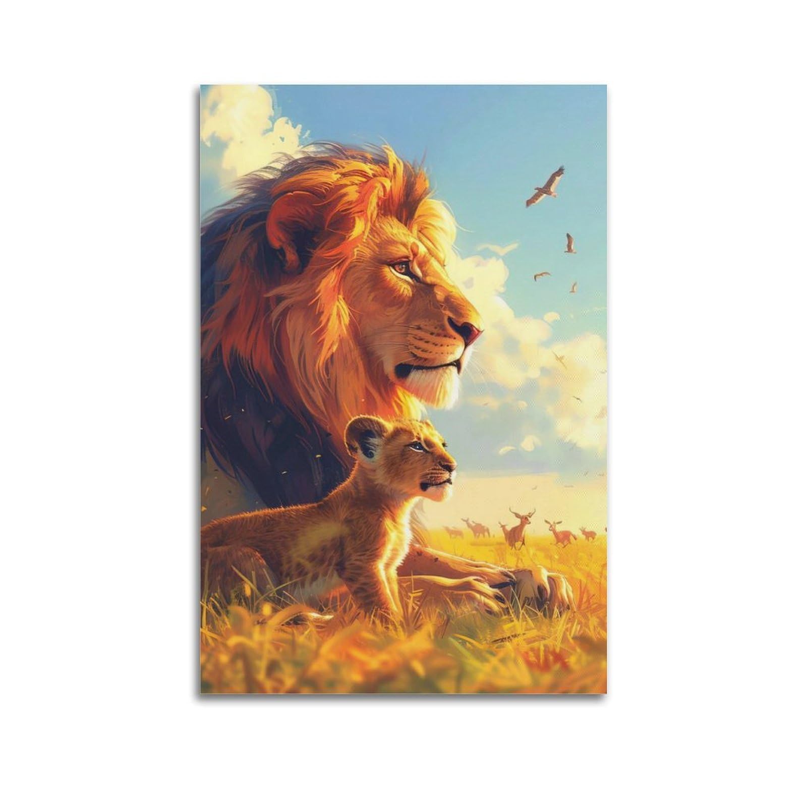 WZKTCL Animal Artwork Poster Lions in The Steppe Poster Decorative Painting Canvas Wall Posters And Art Picture Print Modern Family Bedroom Decor Posters 16x24inch(40x60cm)