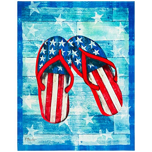 Beachland American Flip Flops 54 x 68 inch 100% Cotton USA American Flag - Printed Velour and Terry - Family Size (American Flip Flops)