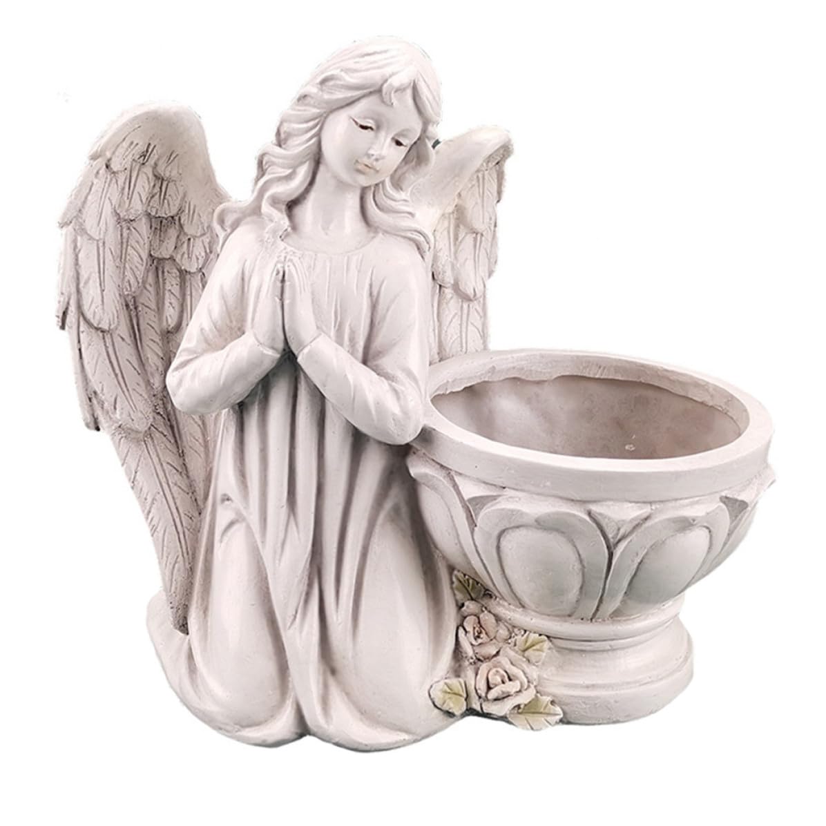 Pot de fleurs en résine blanc Angoily avec un ange délicat pour la décoration