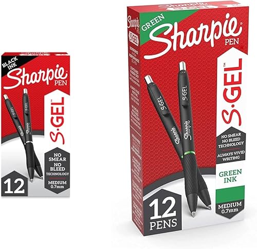 Sharpie S-Gel bolígrafos de gel punta media 0028in bolígrafo de gel de tinta negra 12 unidades paquete de 1 surtido y S-gel bolígrafos de gel punta